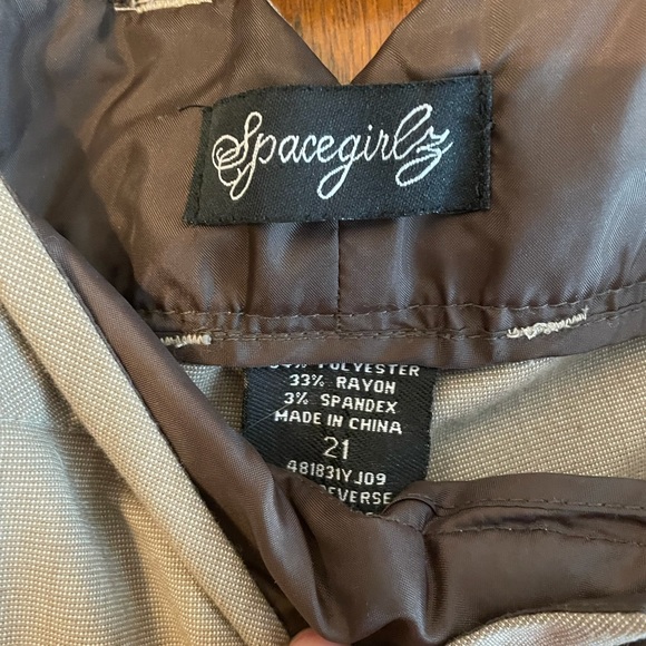 Pinstripe or khaki wide leg trousers - Picture 3 of 6